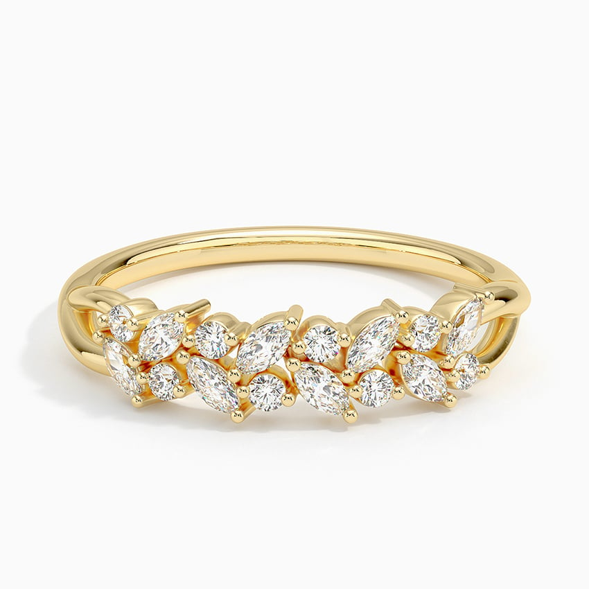 14K Yellow Gold Two Row Crown Diamond Band | David's House of Diamond