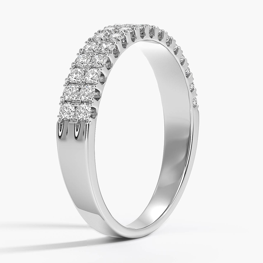 18K White Gold Mira Lab Diamond Double Row Ring
