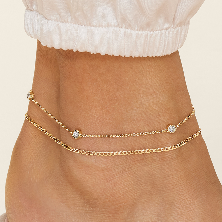 Blake Curb Chain Anklet in 14K Yellow Gold