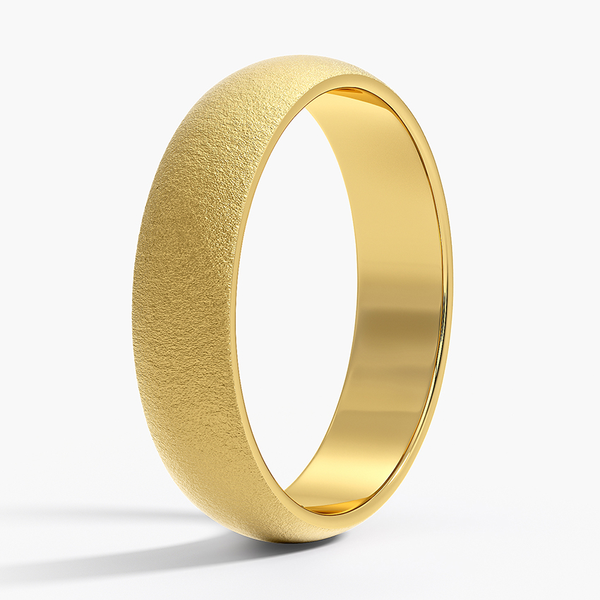 18K Yellow Gold Sandblast Comfort Fit 5mm Wedding Ring