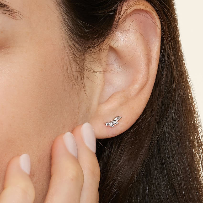 18K White Gold Ivy Diamond Earrings