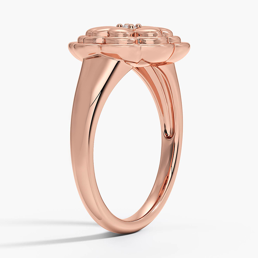 CLOVER DIAMOND MOP 2 MOTIF PINK GOLD RING