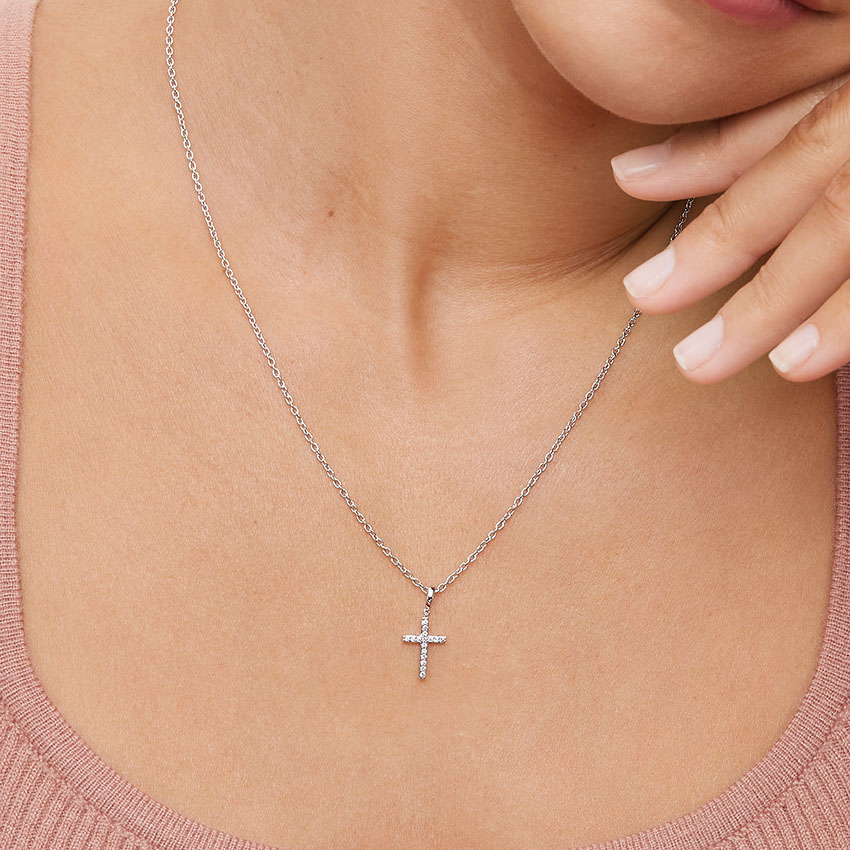 Silver Cross Diamond Pendant