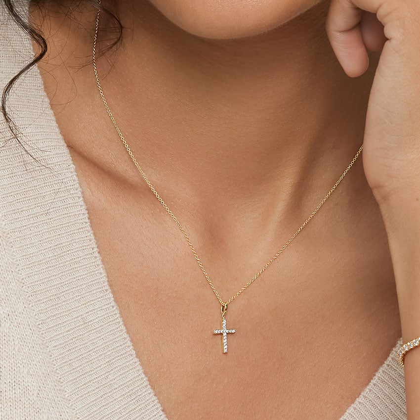Cross Diamond Pendant in 14K Yellow Gold | Brilliant Earth