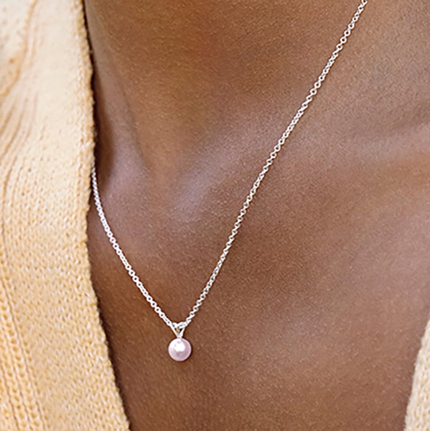 ネックレス・ペンダント AMBIENT 6mm PEARL NECKLACE Rose Freshwater Cultured Pearl Pendant (6mm) in Silver