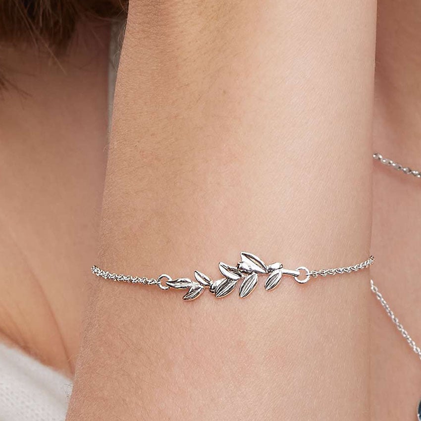 Silver Olive Branch Bracelet