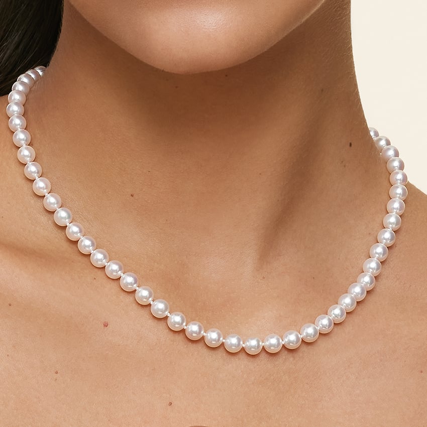 Margaret Premium Akoya Cultured Pearl 18 in. Necklace in 18K White