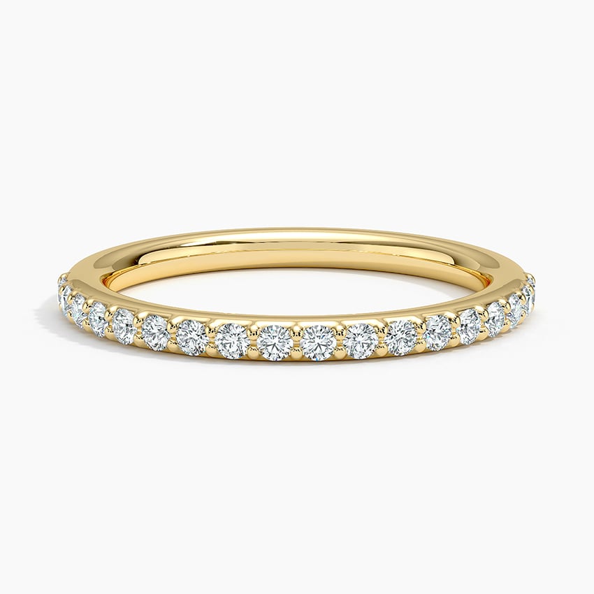 18K Yellow Gold Petite Shared Prong Half Coverage Diamond Ring (1/4 ct. tw.)