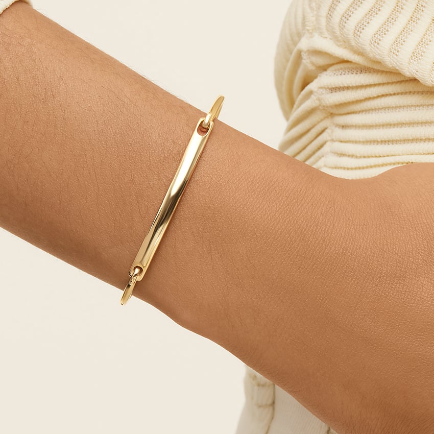 14K Yellow Gold Engravable ID Bangle Bracelet