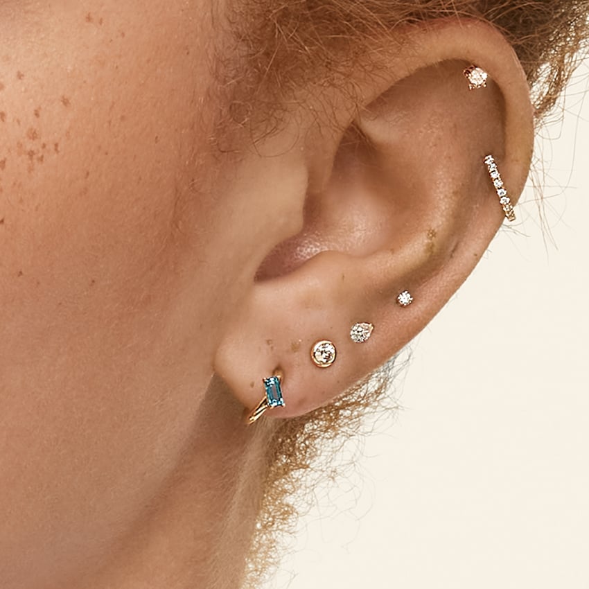 Single Diamond Hoop Earring in 14K Yellow Gold | Brilliant Earth
