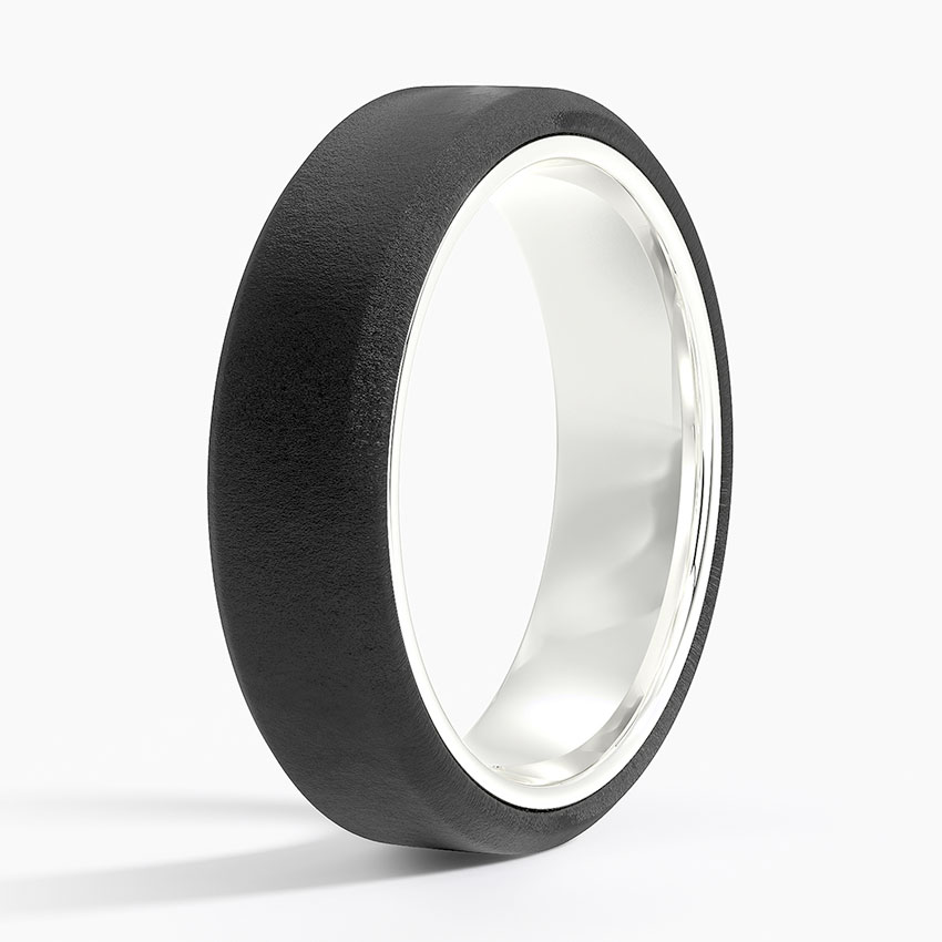 18K White Gold Jett Black 6mm Wedding Ring