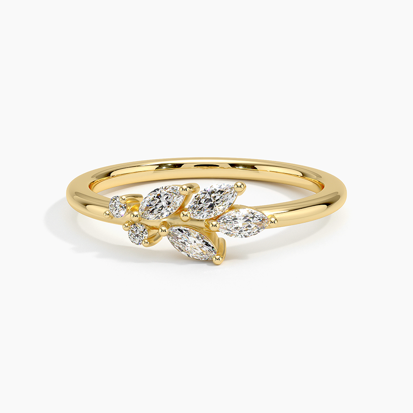 Twig and Leaf Engagement Ring Yellow Gold and Diamond 4 - Doron Merav