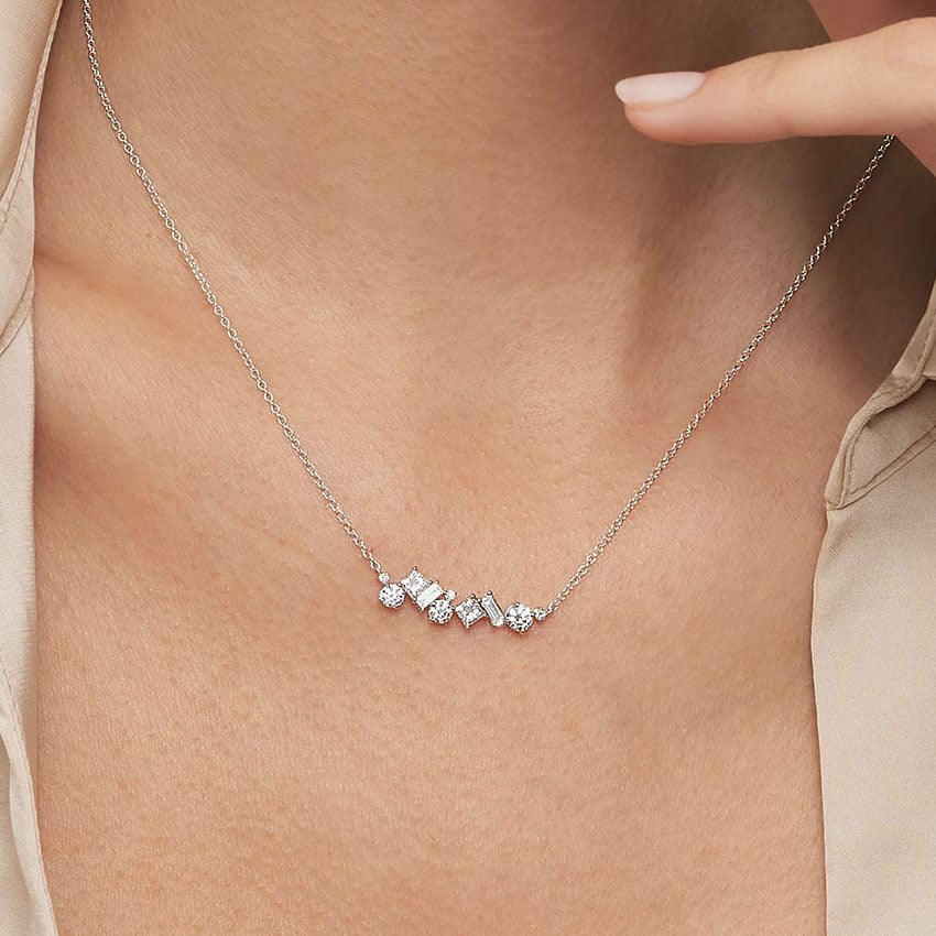 14K White Gold Stardust Diamond Pendant
