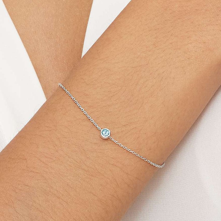 Silver Aquamarine Bezel Bracelet