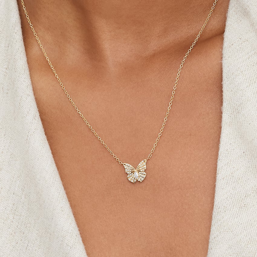 14K Yellow Gold Logan Hollowell Flutter Lab Diamond Necklace