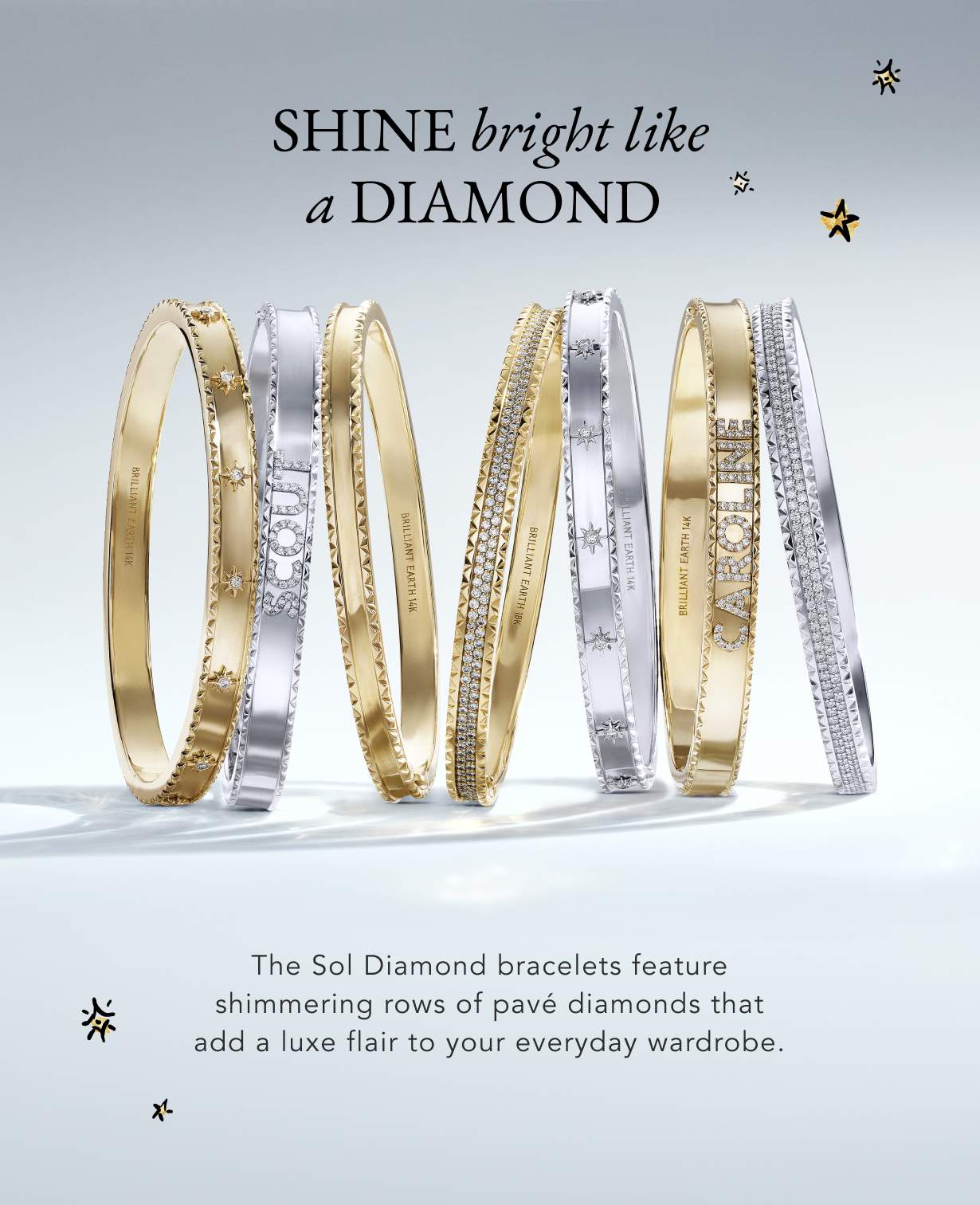 Assortment of diamond bracelets from the Sol Collection
