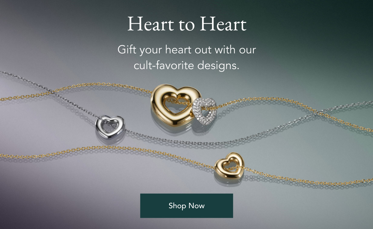 Assortment of heart shaped jewelry, perfect for Valentine’s Day gifting.