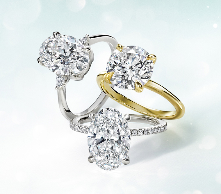 Ready to ship lab diamond engagement rings.