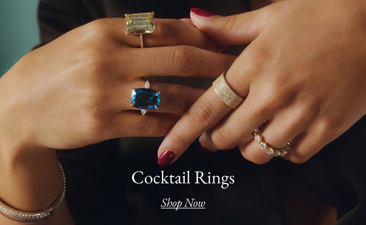 Model wearing cocktail rings