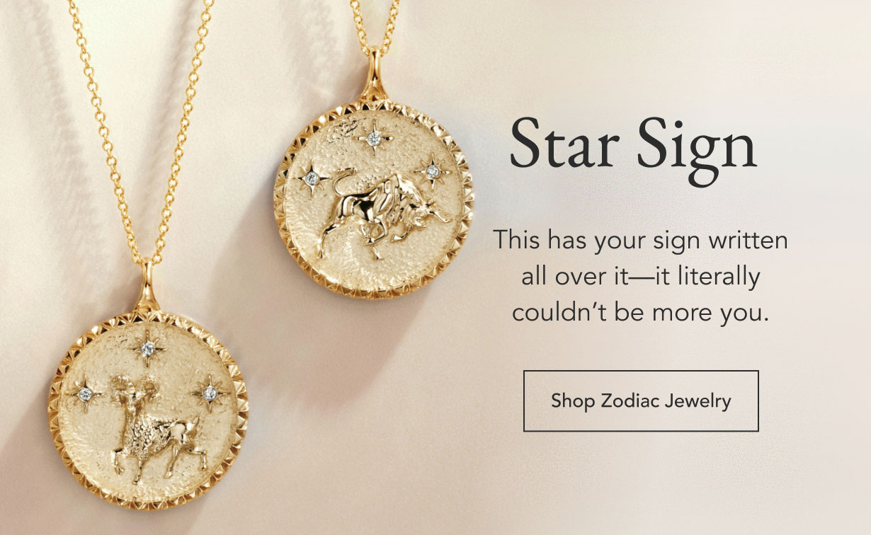 Two yellow gold zodiac necklaces