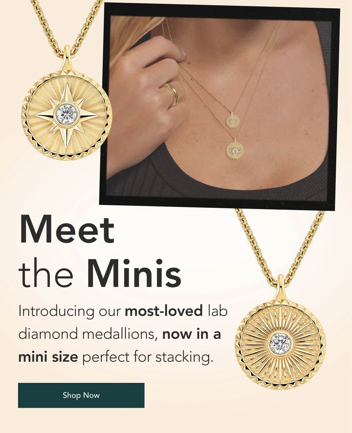 Mini Lab Diamond Medallion Necklace