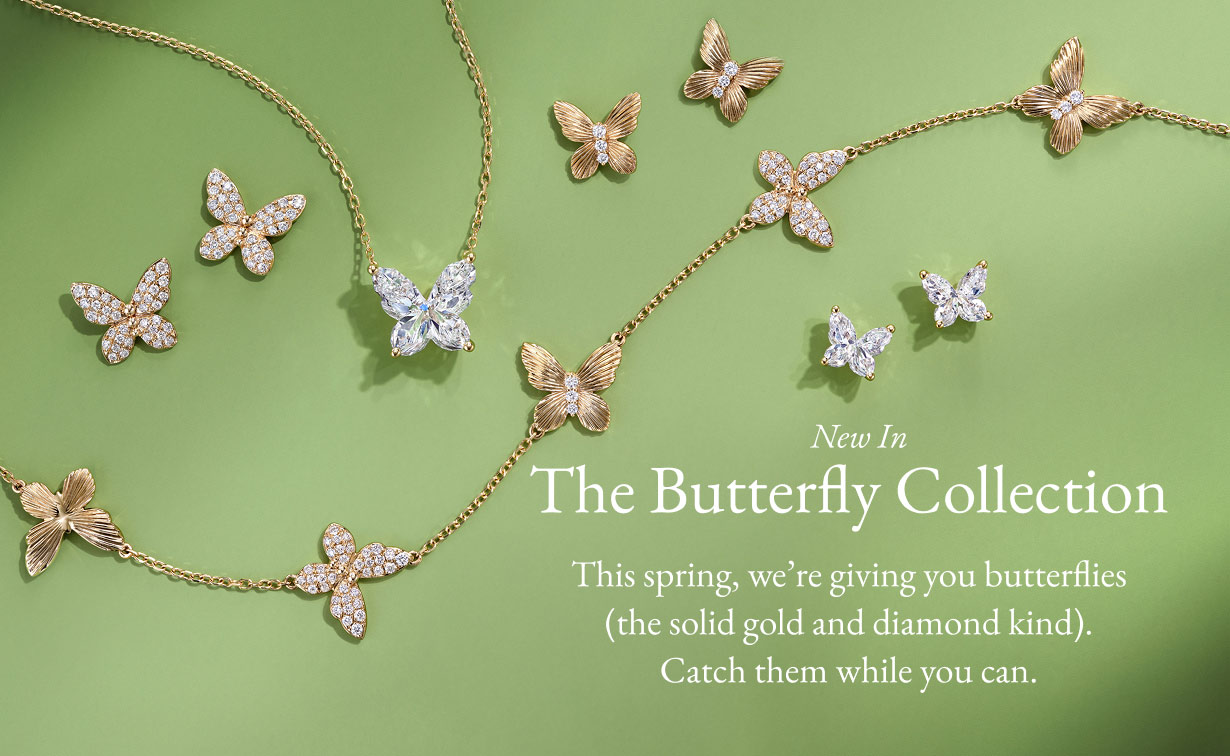 Gold and diamond butterfly fine jewelry.
