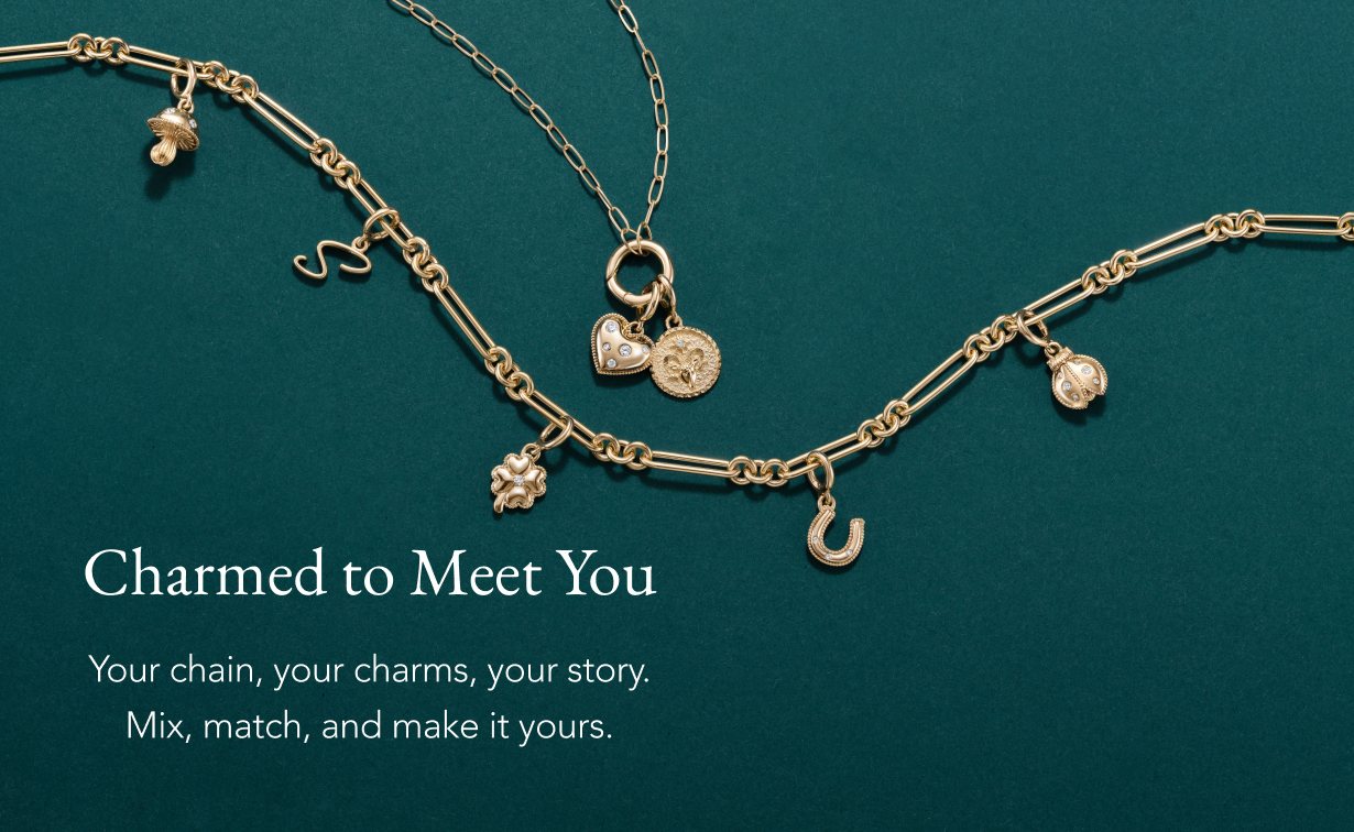 Gold charm bracelet and necklace.