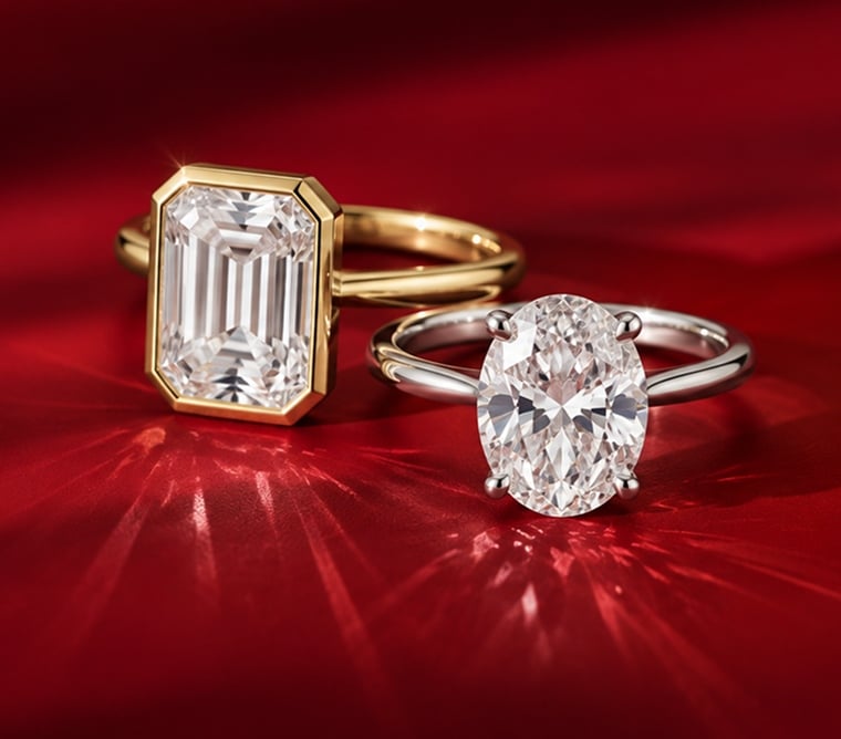 Two ready to ship diamond engagement rings.
