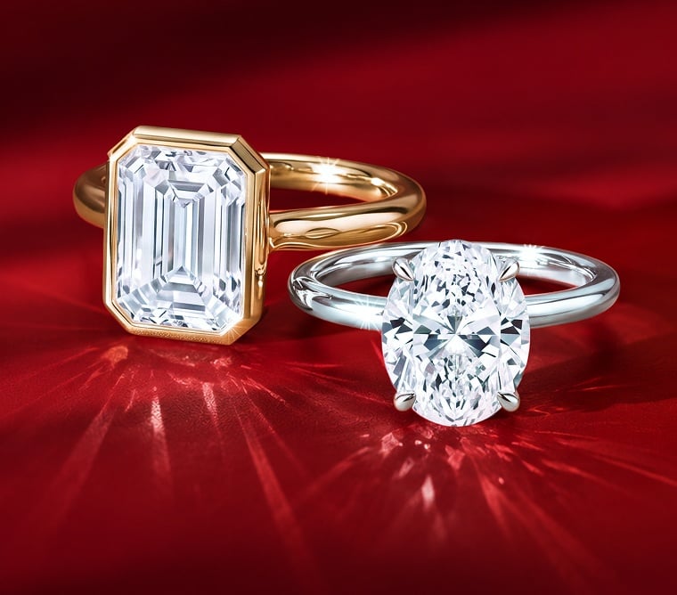 Two ready to ship diamond engagement rings.