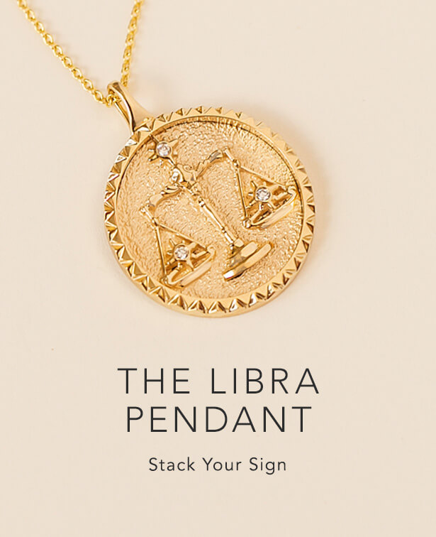 Gold Libra Zodiac Pendant