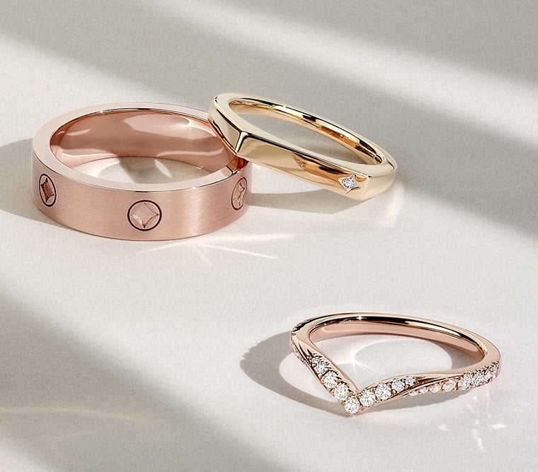 Rose gold and gold engagement rings