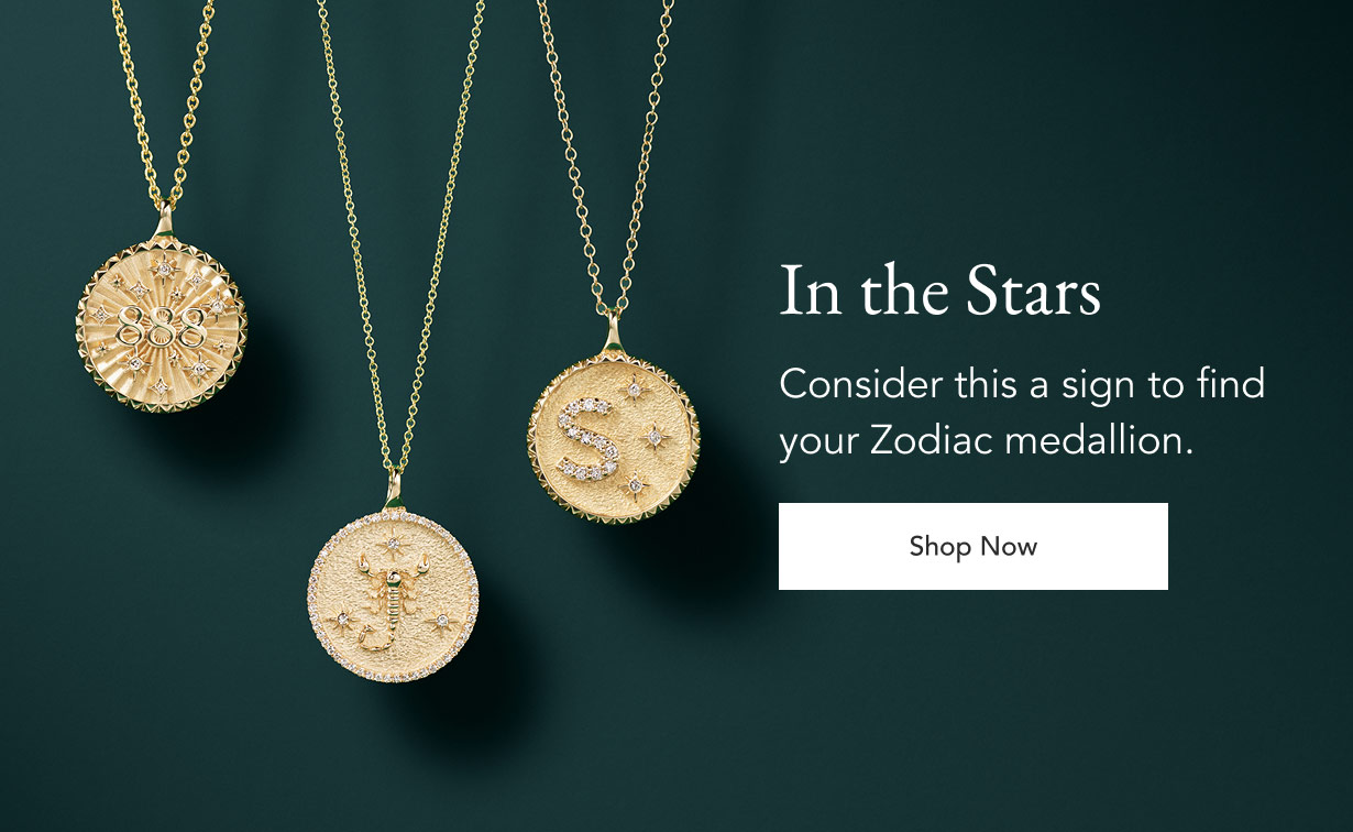 Yellow gold zodiac necklaces