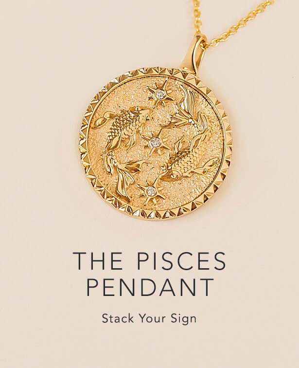 Gold Pisces Zodiac Pendant