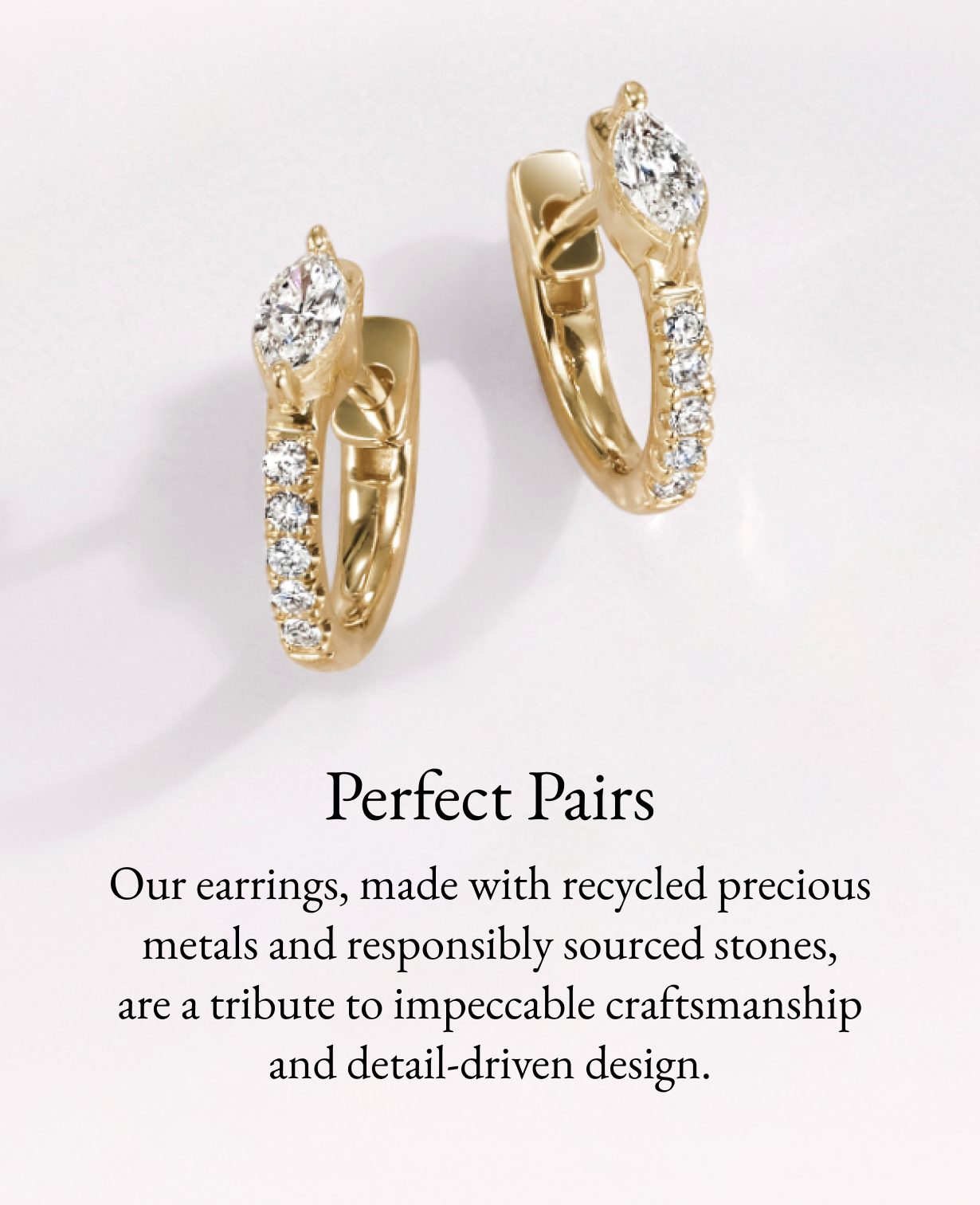 Gold diamond hoop earrings.