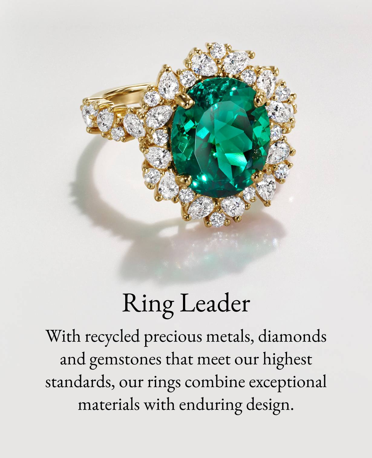 Emerald and diamond cocktail ring.