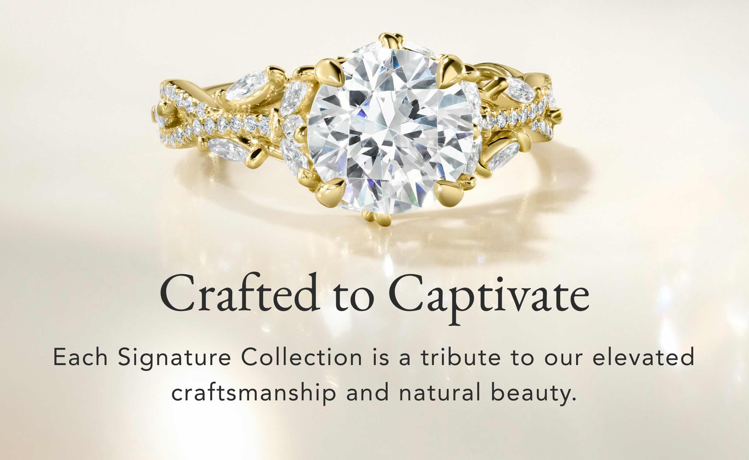 Gold diamond engagement ring from the Secret Garden collection.