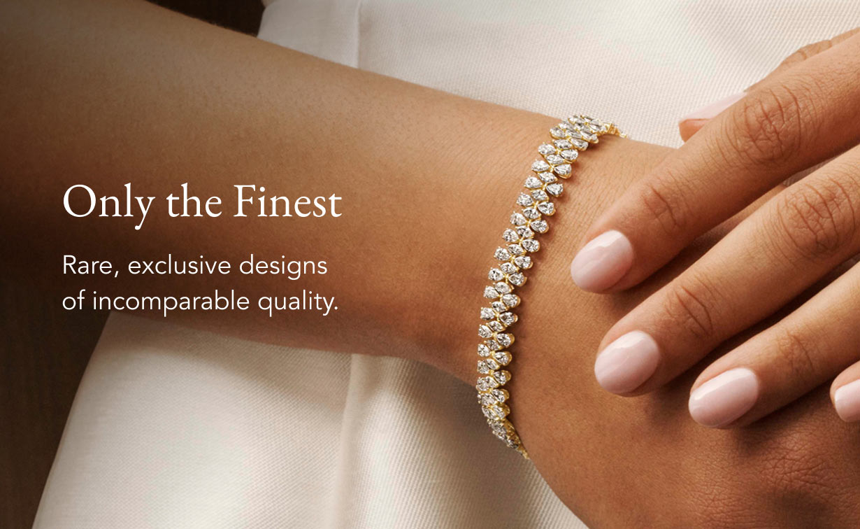 Model wearing high end diamond bracelet.