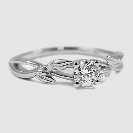 18K White Gold budding willow solitaire 