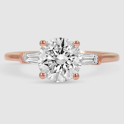 14K Rose Gold symphony tapered baguette three stone 