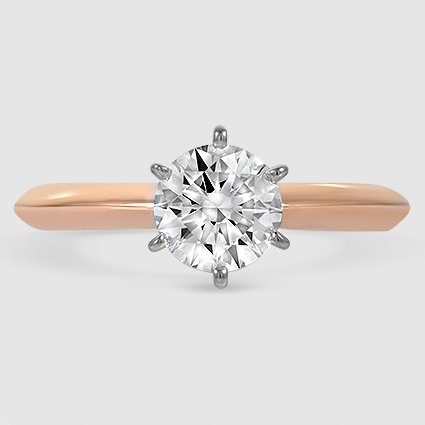14K Rose Gold classic six-prong solitaire 