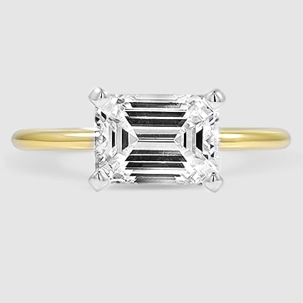 18K Yellow Gold horizontal petite comfort fit solitaire 