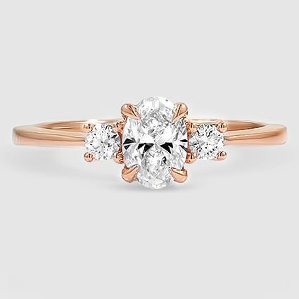 14K Rose Gold petite selene three stone 