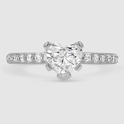 18K White Gold petite shared prong half coverage 