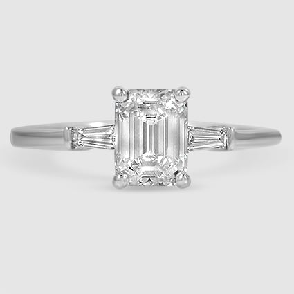 18K White Gold tapered baguette three stone 