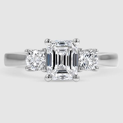 18K White Gold petite three stone trellis 