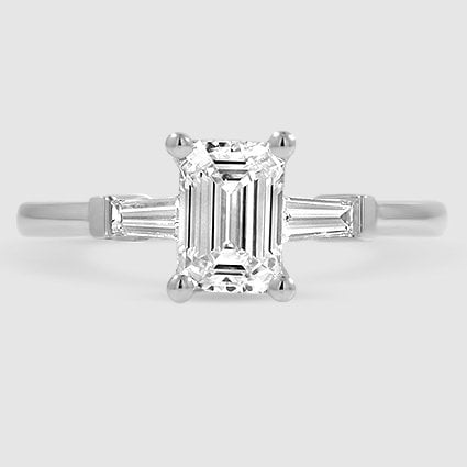 Platinum symphony tapered baguette three stone 