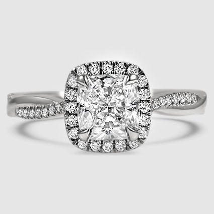 18K White Gold petite twisted vine halo 