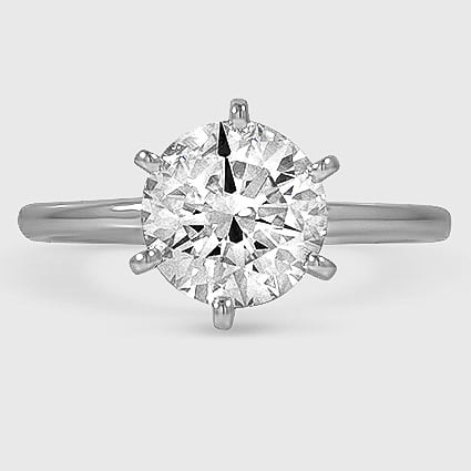 18K White Gold six-prong petite comfort fit 1.5mm solitaire 