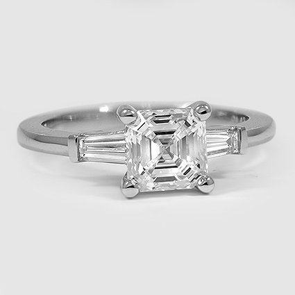 Platinum tapered baguette three stone 