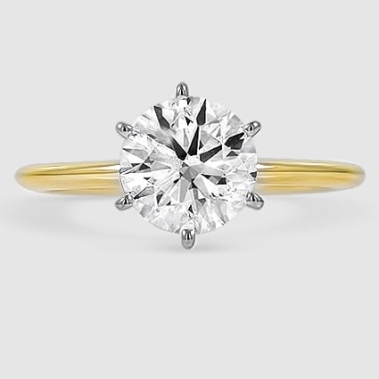 18K Yellow Gold six-prong petite comfort fit 1.5mm solitaire 